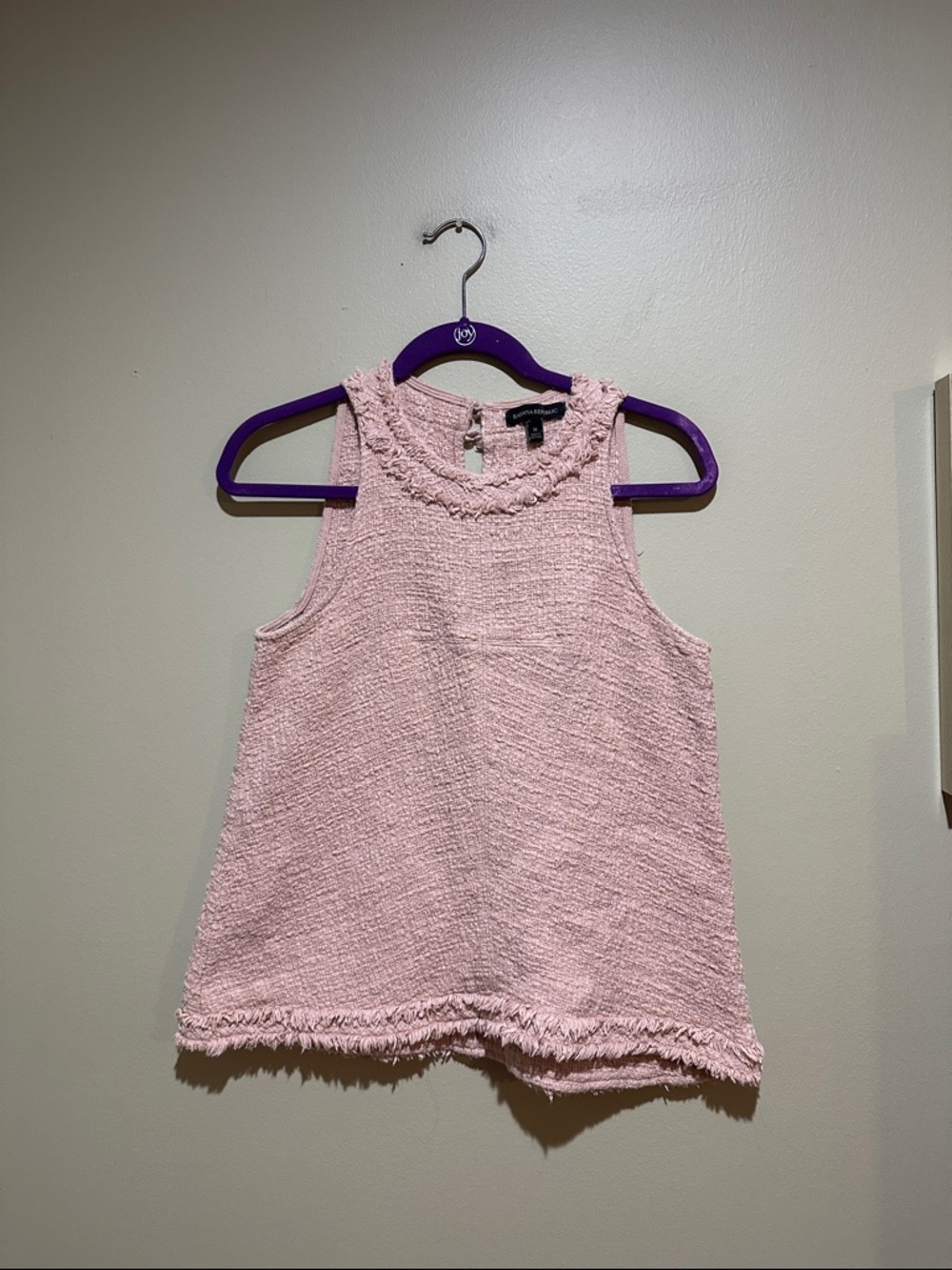 🌸Banana Republic Blush Pink Fringe-Trim Tweed Tank